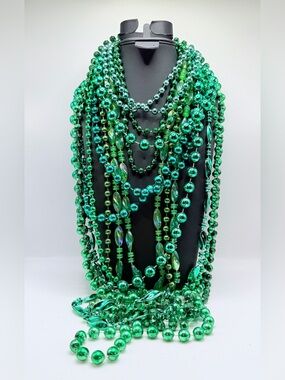 Party Beads! Necklaces; 10 strand lot, Gorgeous Greens!